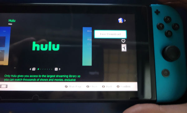 Nintendo Switch eShop Hulu free download button