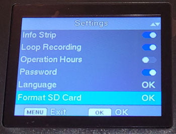 Format SD card setting.