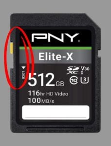 PNY Elite X 512GB SD card lock