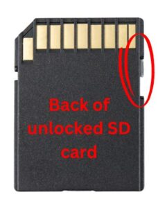 Back of unlocked SD card.