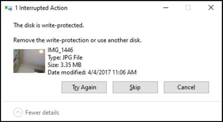 Disk is write protected error message. When trying to use SD card in a computer with SD card lock in the locked position.