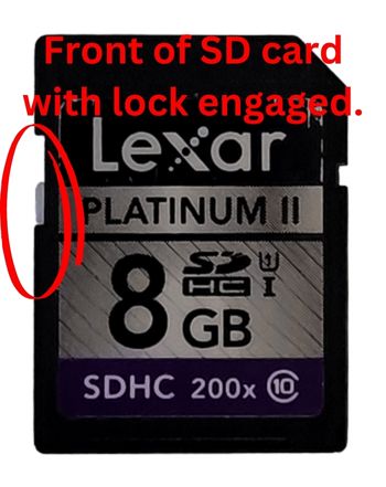 Front of locked SD card.