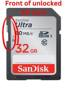 Front of unlocked SD card.